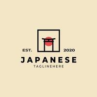 design del logo vettoriale icona lineare porta torii giapponese in stile lineare