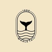 disegno dell'illustrazione vettoriale della linea del logo del distintivo dell'icona della coda di balena