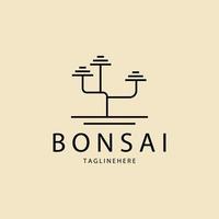 modello di progettazione dell'illustrazione di vettore del logo di arte della linea dei bonsai