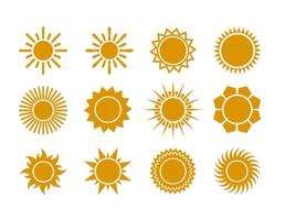 Icone piane di vettore di sole estivo