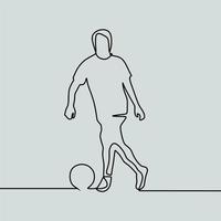 disegno a linea continua su persone che giocano a calcio vettore