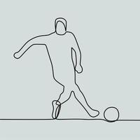 disegno a linea continua su persone che giocano a calcio vettore