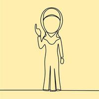 disegno a linea continua su persone con hijab vettore