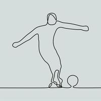 disegno a linea continua su persone che giocano a calcio vettore