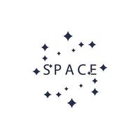 logo spaziale utilizzando l'icona della stella e del pianeta vettore