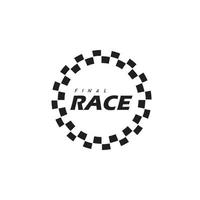 modello di logo della bandiera della corsa del cerchio, icona della bandiera della corsa - vettore