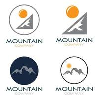 design minimalista del logo della montagna e del sole in colori piatti ricchi di concetti moderni illustrazione vettoriale