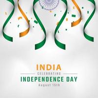 felice giorno dell'indipendenza dell'india 15 agosto celebrazione disegno vettoriale illustrazione. modello per poster, banner, pubblicità, biglietto di auguri o elemento di design di stampa