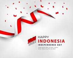 felice giorno dell'indipendenza dell'indonesia 17 agosto celebrazione disegno vettoriale illustrazione. modello per poster, banner, pubblicità, biglietto di auguri o elemento di design di stampa