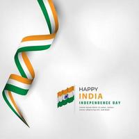 felice giorno dell'indipendenza dell'india 15 agosto celebrazione disegno vettoriale illustrazione. modello per poster, banner, pubblicità, biglietto di auguri o elemento di design di stampa