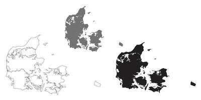 mappa della Danimarca isolata su uno sfondo bianco. vettore
