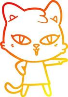 caldo gradiente disegno gatto cartone animato in abito che punta vettore