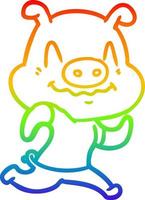 arcobaleno gradiente di disegno maiale cartone animato nervoso vettore