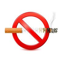 vietato fumare segno rosso isolato su sfondo bianco. pericoli del fumo. effetto del fumo sui polmoni con le persone intorno e la famiglia. giornata mondiale senza tabacco. illustrazione vettoriale 3d.