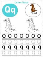 Fogli di lavoro per tracciare lettere dell'alfabeto per bambini az file stampabili vettore