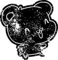 icona del grunge kawaii carino orso felice vettore