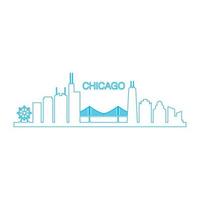 skyline di chicago illustrato vettore