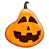 vettore realistico di zucca di halloween. una faccia felice isolata su uno sfondo bianco. per cartoline, decorazioni, tessuti, magliette
