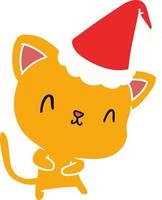 cartone animato di natale del gatto kawaii vettore