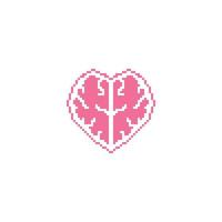 amore razionale, cuore cerebrale. illustrazione dell'icona vettoriale dell'icona della linea pixel art