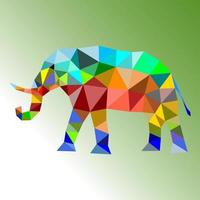 illustrazione vettoriale di elefante con design low poly su sfondo bianco.
