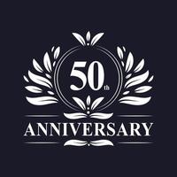 Logo dell'anniversario di 50 anni, lussuosa celebrazione del design del 50° anniversario.