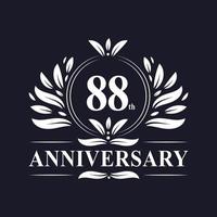Logo dell'anniversario di 88 anni, lussuosa celebrazione del design dell'88esimo anniversario. vettore