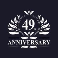 Logo dell'anniversario di 49 anni, lussuosa celebrazione del design del 49° anniversario. vettore