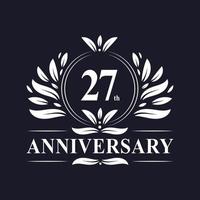 Logo dell'anniversario di 27 anni, lussuosa celebrazione del design del 27° anniversario. vettore