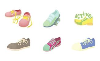 set di icone di scarpe sportive, stile cartone animato vettore