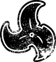 icona del grunge disegno di una singola stella da lancio ninja vettore