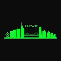 skyline di chicago illustrato vettore