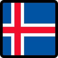 bandiera dell'Islanda a forma di quadrato con contorno contrastante, segno di comunicazione sui social media, patriottismo, un pulsante per cambiare la lingua sul sito, un'icona. vettore