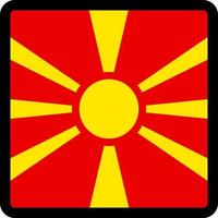 bandiera della macedonia a forma di quadrato con contorno contrastante, segno di comunicazione sui social media, patriottismo, un pulsante per cambiare la lingua sul sito, un'icona. vettore