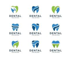 set di design del logo del dente. può essere utilizzato come logo per la clinica dentale, dentista o stomatologia, la cura dei denti e il concetto di salute vettore