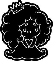 icona del fumetto di una simpatica ragazza principessa kawaii vettore