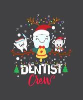 t-shirt dentale divertente dell'equipaggio di natale del dentista vettore