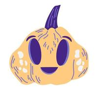 zucca di halloween. zucche arancioni con sorrisi per il tuo design per le vacanze. felice halloween vettore cartone animato illustrazione isolato su sfondo bianco.