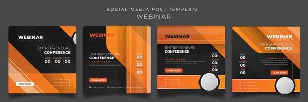 set di modelli di post sui social media con sfondo geometrico arancione per la progettazione di annunci pubblicitari online vettore