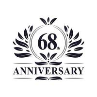 Celebrazione del 68° anniversario, lussuoso logo dell'anniversario di 68 anni. vettore