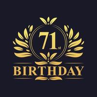 logo di lusso per il 71° compleanno, celebrazione di 71 anni. vettore