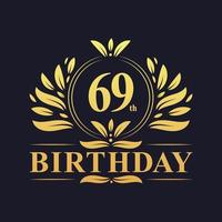 logo di lusso per il 69° compleanno, celebrazione di 69 anni. vettore