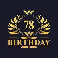 logo del 78° compleanno di lusso, celebrazione dei 78 anni. vettore