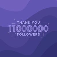 grazie 11000000 follower, modello di biglietto di auguri per i social network. vettore