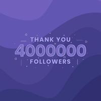 grazie 4000000 follower, modello di biglietto di auguri per i social network. vettore