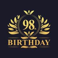 logo di lusso per il 98° compleanno, celebrazione di 98 anni. vettore