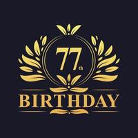 logo di lusso per il 77° compleanno, celebrazione di 77 anni. vettore