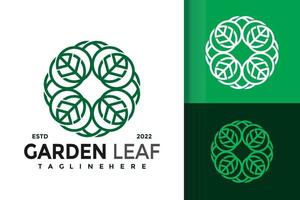 modello di vettore di progettazione di logo moderno foglia giardino natura