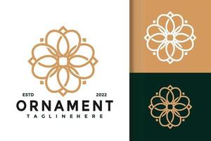 fiore linea ornamento moderno logo design modello vettoriale