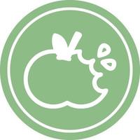 icona circolare di mela morsicata vettore